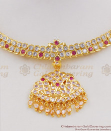 Full Grand Mango Design Multi Color Stone Gold Impon Choker NCKN1305