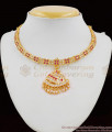 Full Impon Gold Necklace Pattern Traditional Gati Stone Swan Design Attigai For Marriage NCKN1309