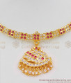 Full Impon Gold Necklace Pattern Traditional Gati Stone Swan Design Attigai For Marriage NCKN1309