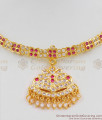 Choker Model Gold Ayimpon Five Metal Pink And White Gati Stone Necklace For Ladies NCKN1310