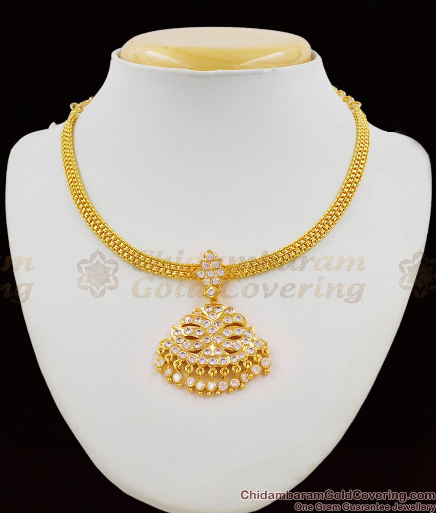 Bridal Wear Gold Impon White Gati Stones With Beads Latest Jewelry Collection NCKN1314