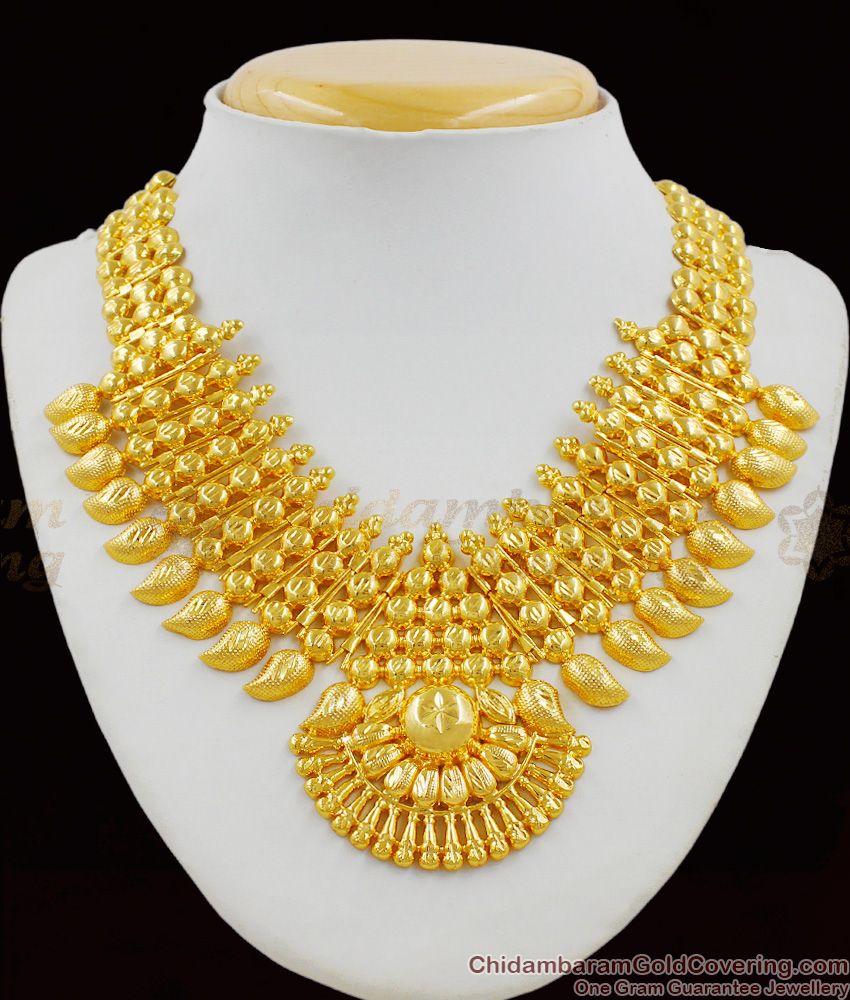 Grand Broad Four Line Kerala Bridal Collections Mango Necklace For Brides NCKN1320