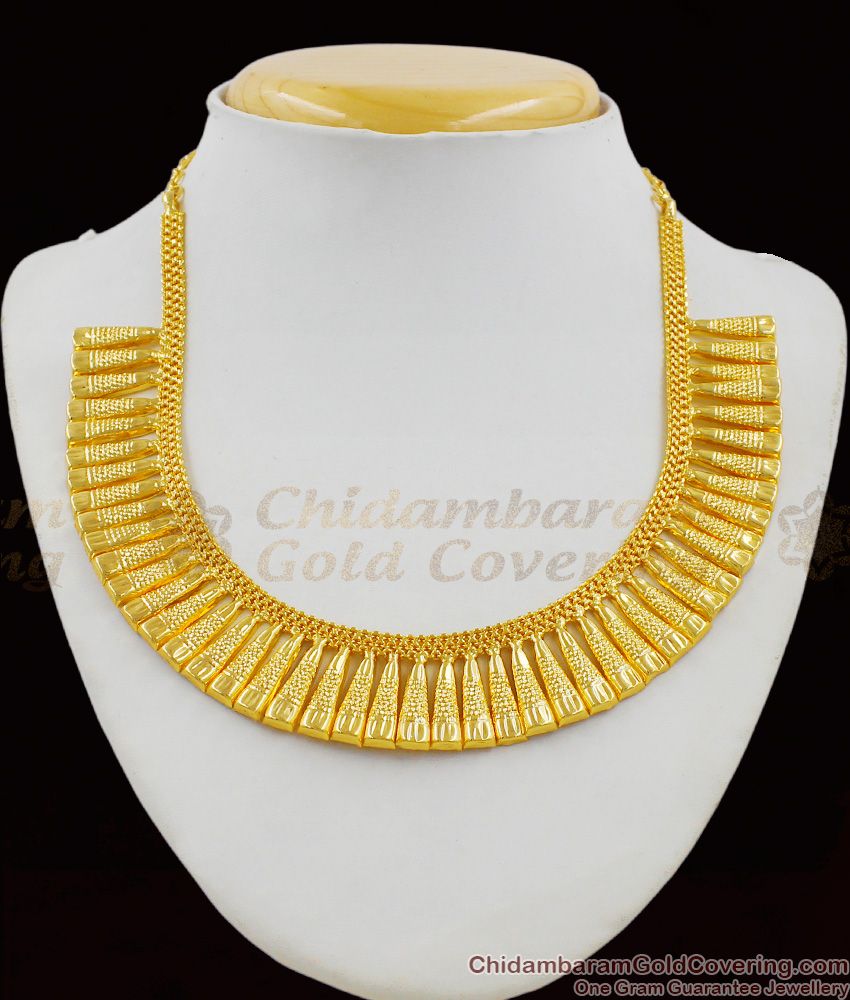 South Indian Traditional Kerala Pattern Mullai Trendy Designed Gold Necklace NCKN1325