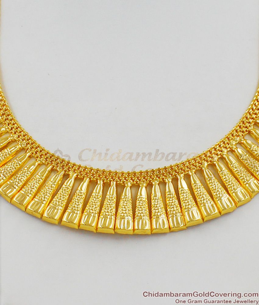 South Indian Traditional Kerala Pattern Mullai Trendy Designed Gold Necklace NCKN1325