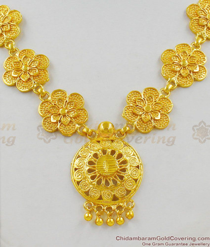 Buy 22Kt Plain Gold Flower Design Necklace 9VK3642 Online from Vaibhav  Jewellers
