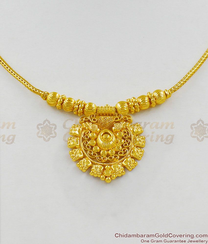 Closed Neck Trendy Gold Plated Thin Chain Type Necklace With Guarantee NCKN1349