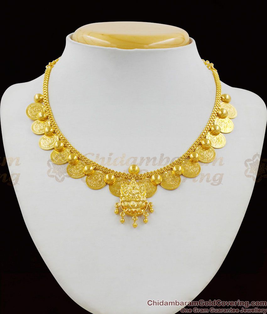 Lakshmi Dollar With Kasu Malai Full Gold Tone Guaranteed Necklace For Traditional Use NCKN1353 Lakshmi Dollar With Kasu Malai Full Gold Tone Guaranteed Necklace For Traditional Use NCKN1353