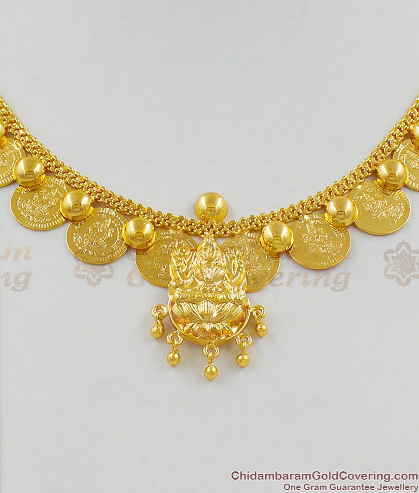 Lakshmi Dollar With Kasu Malai Full Gold Tone Guaranteed Necklace For Traditional Use NCKN1353