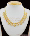 Party Wear Design White AD Stone Forming Gold Necklace Earrings Jewelry Set NCKN1367