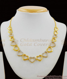 White Sparkling Stone Heart Pattern Gold Forming Valentines Gift Necklace Combo Set NCKN1369 White Sparkling Stone Heart Pattern Gold Forming Valentines Gift Necklace Combo Set NCKN1369