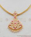 Traditional Gold Attigai Big Five Metal AD Ruby Stone Dollar With Beads NCKN1373