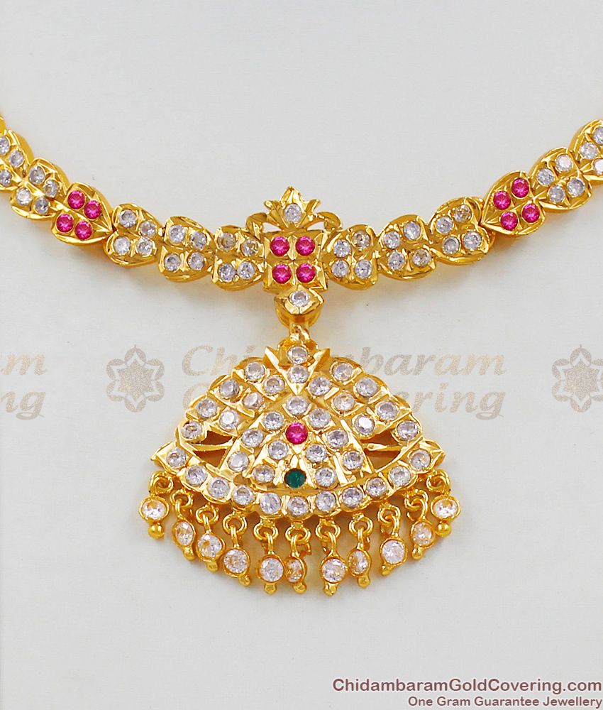 Inspiring Full Multi Color Stone Choker Design Gold Necklace Party Wear Collection NCKN1374