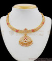 Dazzling Choker Model Gold Ayimpon Five Metal Pink And White Gati Stone Necklace NCKN1375