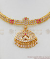 Dazzling Choker Model Gold Ayimpon Five Metal Pink And White Gati Stone Necklace NCKN1375