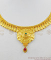 Double Color Stone Flower Pattern Grand Forming Gold Necklace Bridal Set NCKN1385