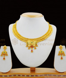 Plain Real Gold Design Necklace Set with Earrings Buy Online
