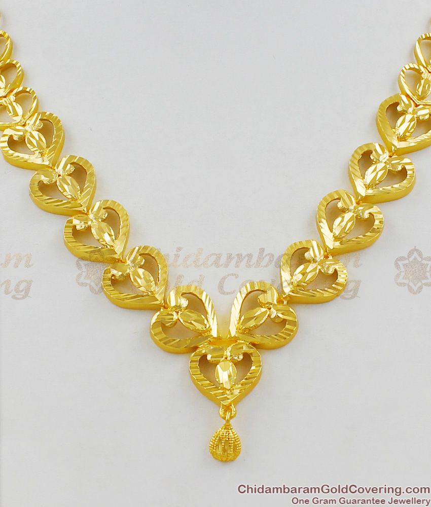 Adorable Heart Design Gold Imitation Necklace Collection For Valentines Gift NCKN1400