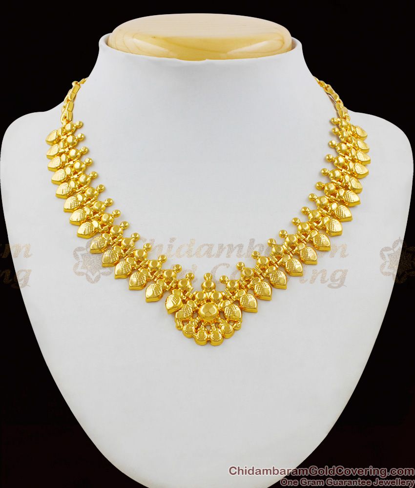 Aspiring Gold Heart Model One Gram Necklace For Ladies Online Collection NCKN1405