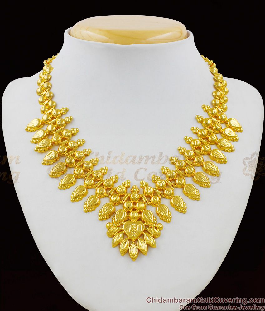 Eye Catchy Real Gold Heart Leaf Model Bridal Necklace Collection Online NCKN1407 