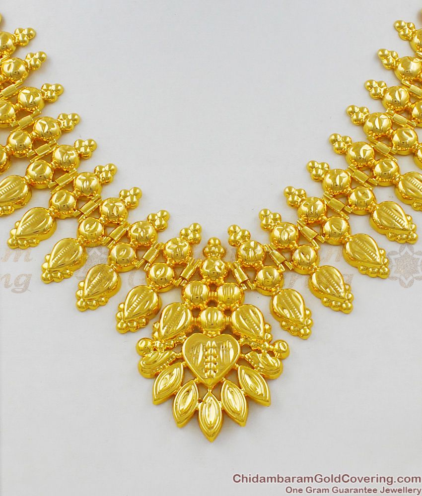 Eye Catchy Real Gold Heart Leaf Model Bridal Necklace Collection Online NCKN1407 