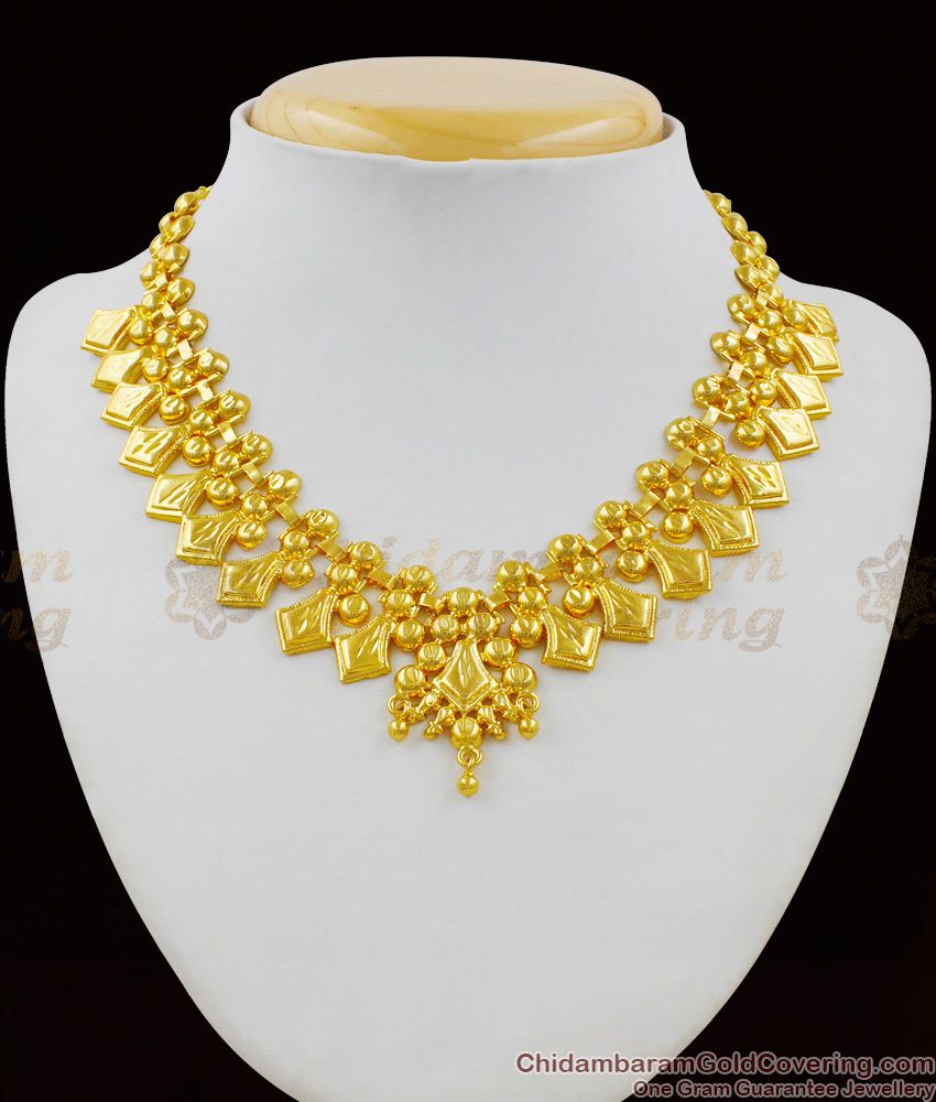 Pure Gold Anchor Model Beads Bridal Design Necklace With Guarantee NCKN1408