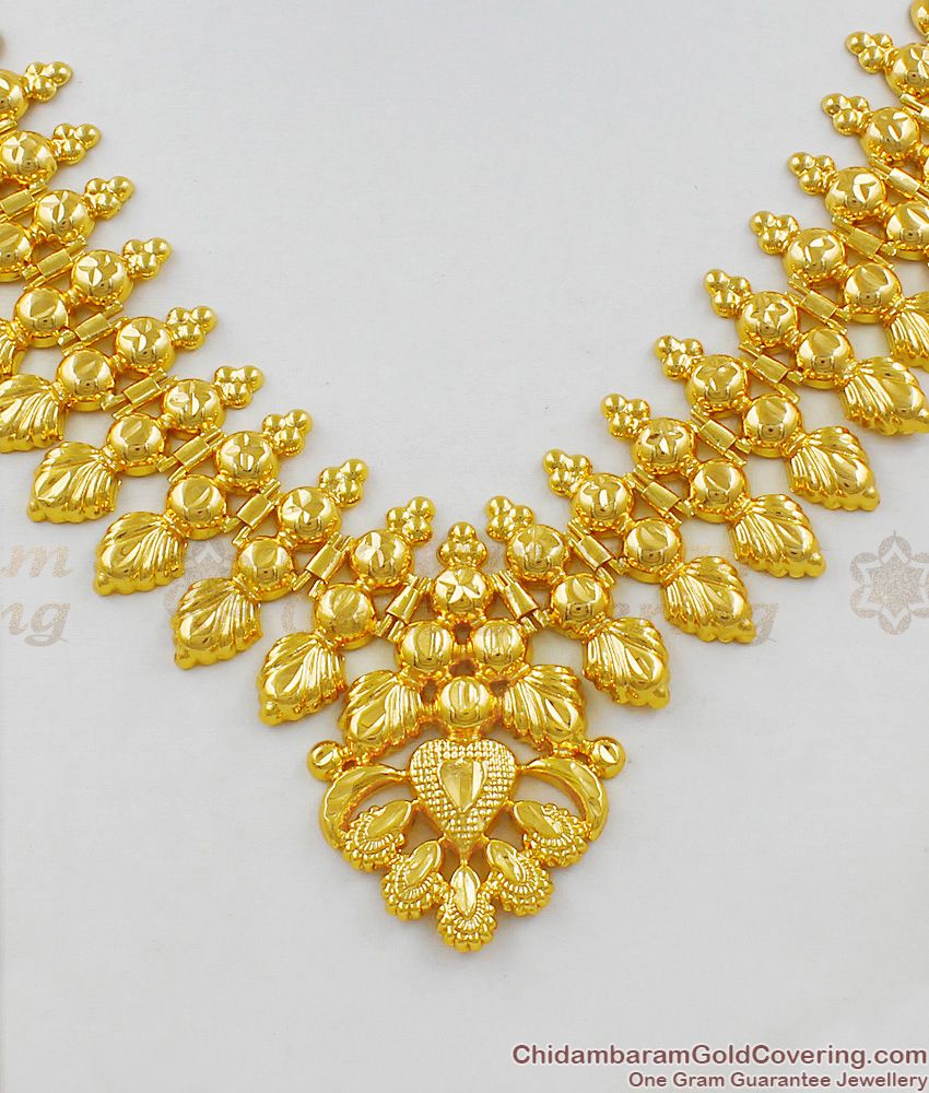 Latest Leaf Heart Model Gold Imitation Necklace Bridal Jewelry Set NCKN1410