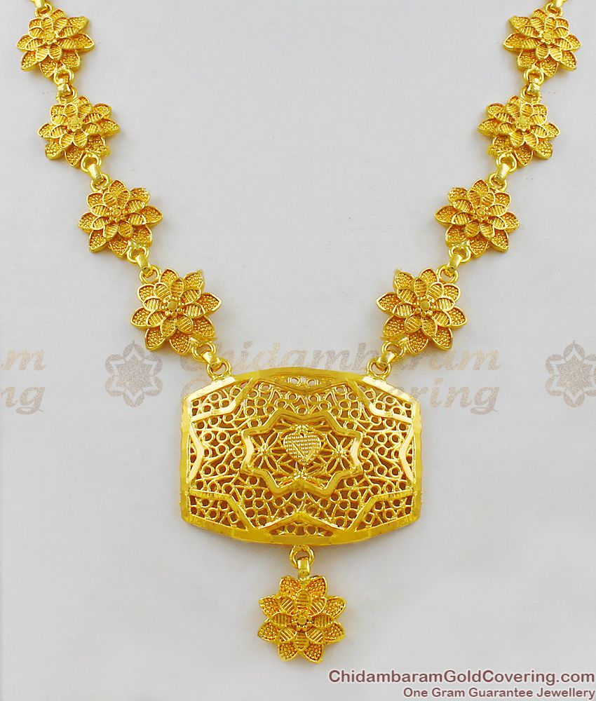Majestic Flower Pattern Big Dollar Gold Plated Necklace Guarantee Jewellery NCKN1412
