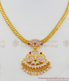 Sizzling Multi Color Stones Gold Impon Pattern Necklace For Ladies Daily Use NCKN1419 Sizzling Multi Color Stones Gold Impon Pattern Necklace For Ladies Daily Use NCKN1419