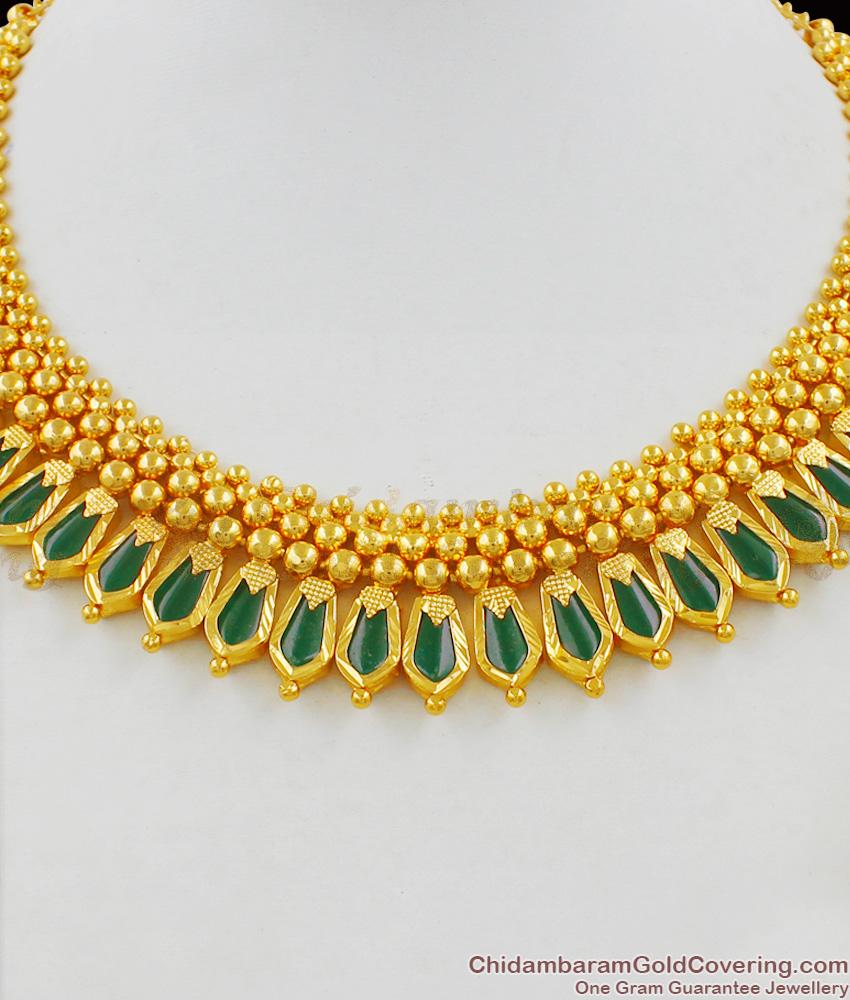 Grand Heavy First Quality Palakka Gold Necklace Choker Kerala Design Bridal Jewellery NCKN1425