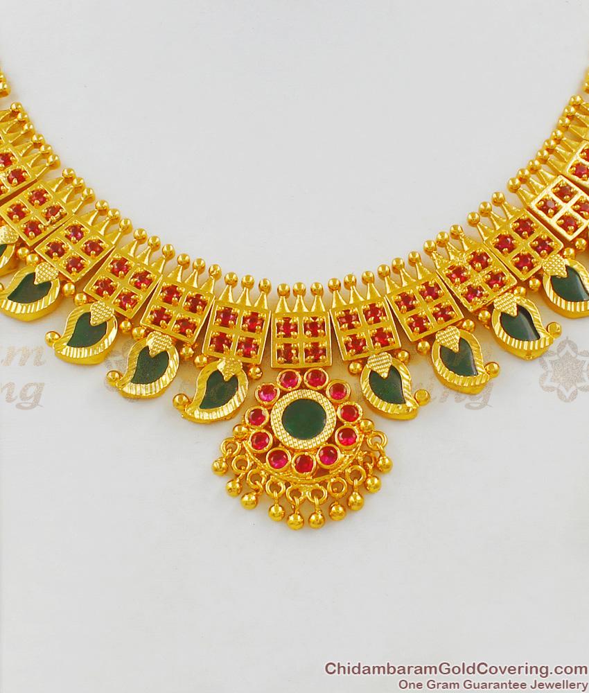 Full Stone work Grand Heavy First Quality Palakka Choker Kerala Design Bridal Jewellery NCKN1426