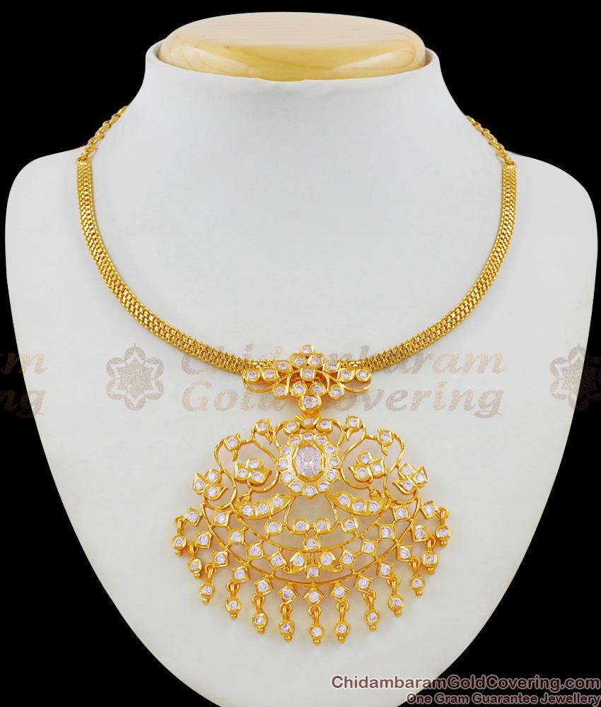 Amazing Gold Impon Peacock Design Ruby White Stone Necklace Chain New Arrival NCKN1427