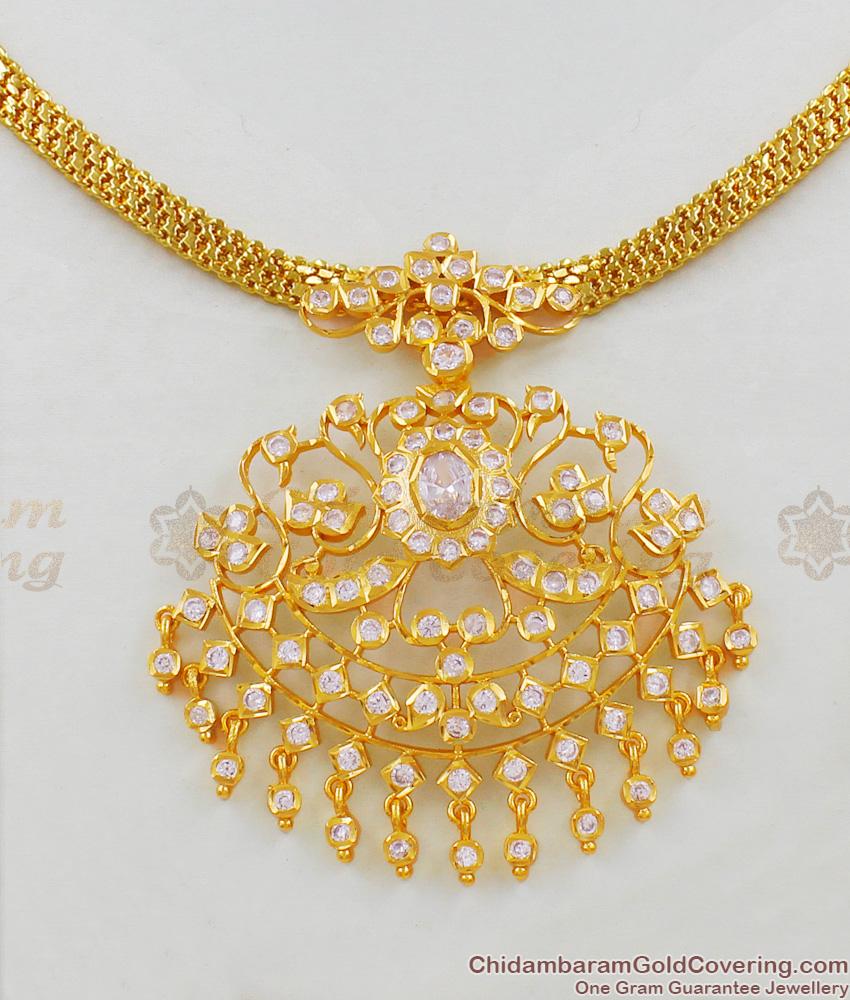 Amazing Gold Impon Peacock Design Ruby White Stone Necklace Chain New Arrival NCKN1427