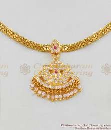 Attractive Dollar Chain Type Gold Five Metal Necklace With Multi Stones NCKN1431