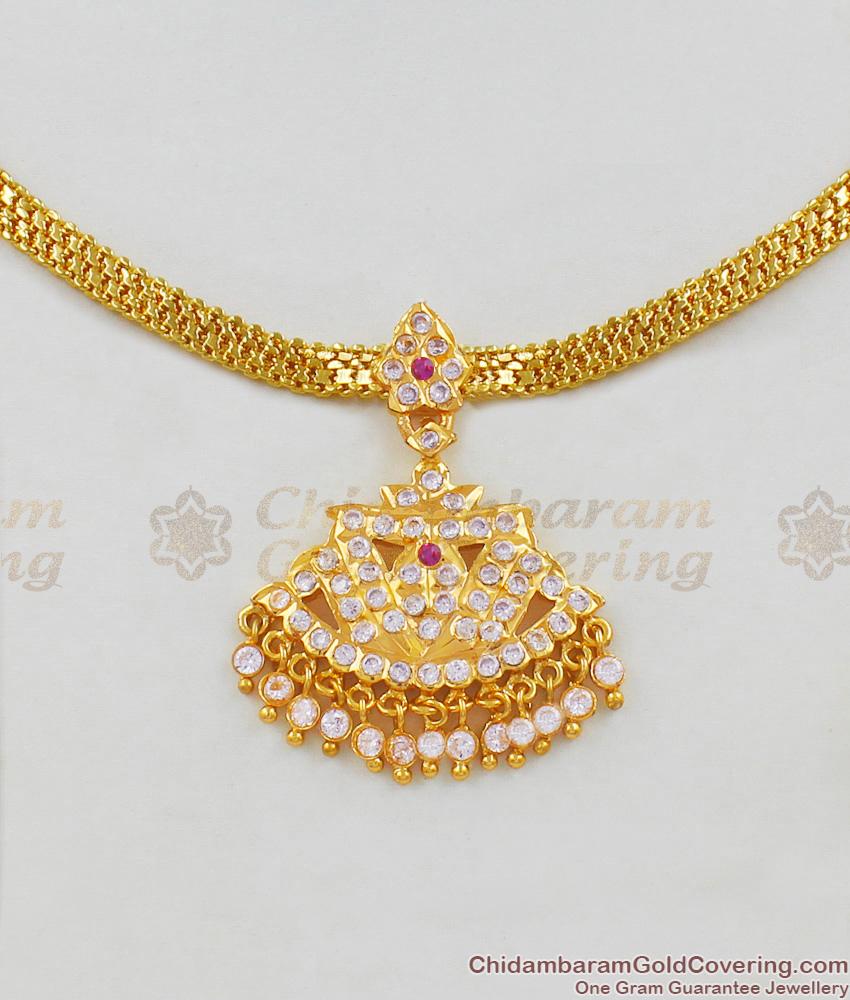 Beautiful Gold Multi Color Stone Impon Choker Necklace Swan Design For Ladies NCKN1432