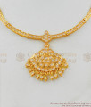 Gati Metal Panchaloga Attigai Gold Design White Stone Impon Choker Dollar NCKN1449