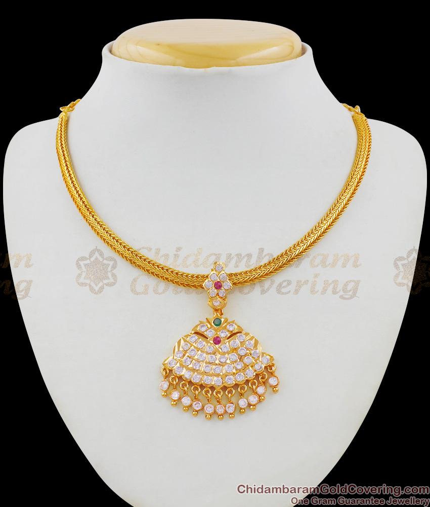 White And Red Gati Stone Aiympon Gold Traditional Attigai Online Store NCKN1454