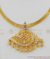 Vishnu Sangu Design Grand Impon Attigai Gold Necklace Jewellery With AD Stones NCKN1460