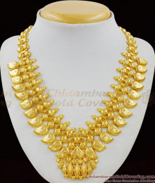 Traditional Mango Leaf Gold Necklace Kerala Bridal Jewelry Set NCKN1469