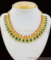 Bridal Necklace Pink And Green Stone Kerala Palakka Necklace Choker Collections NCKN1471