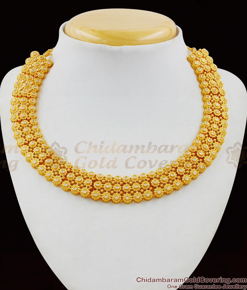 Luxury Collections Real Gold Design Diamond Choker Necklace NCKN1474