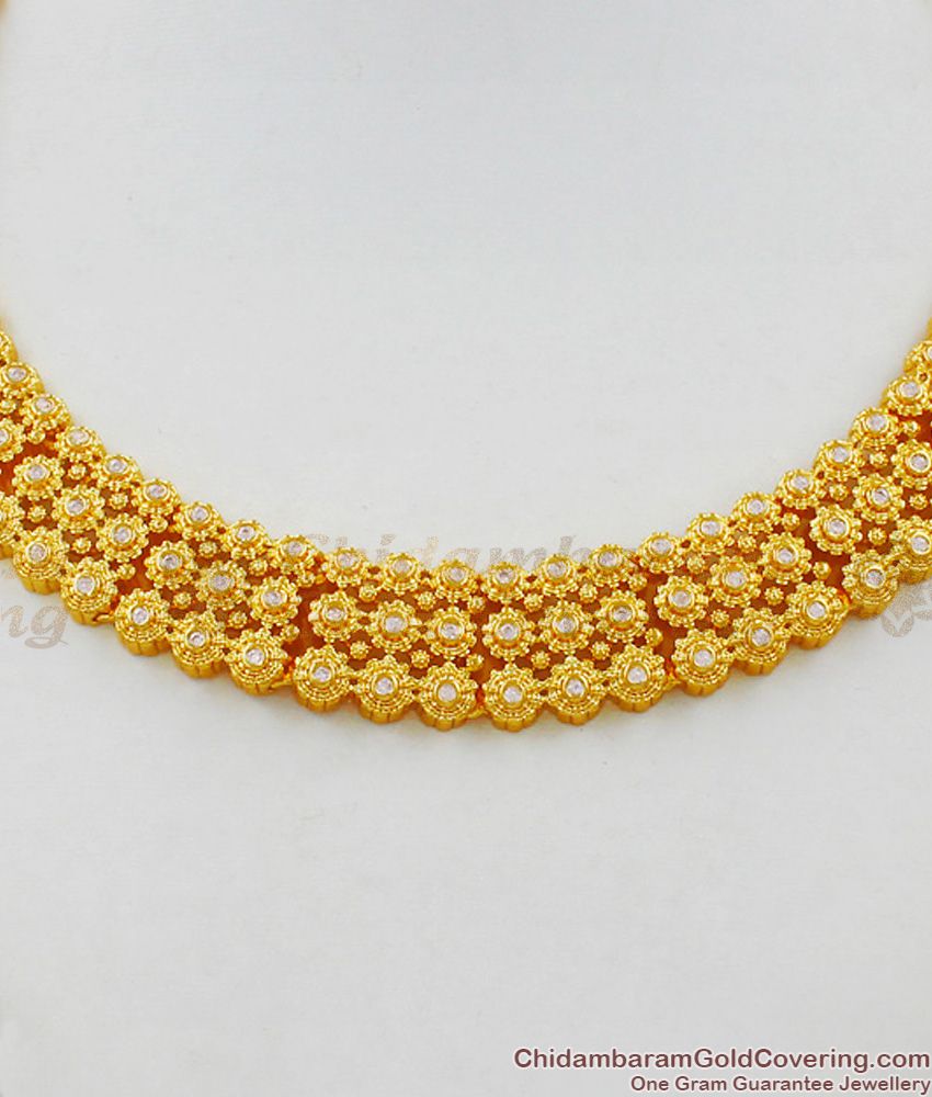 Luxury Collections Real Gold Design Diamond Choker Necklace NCKN1474