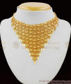 Glitering Gold Bridal Design Kerala Close Neck Net Choker Necklace NCKN1475