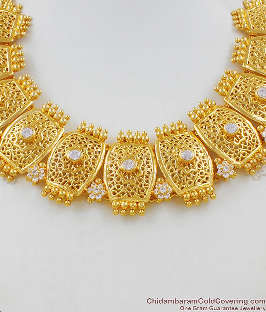 Elegant Real Gold Design Close Neck Choker Latest Bridal Necklace Collections NCKN1479