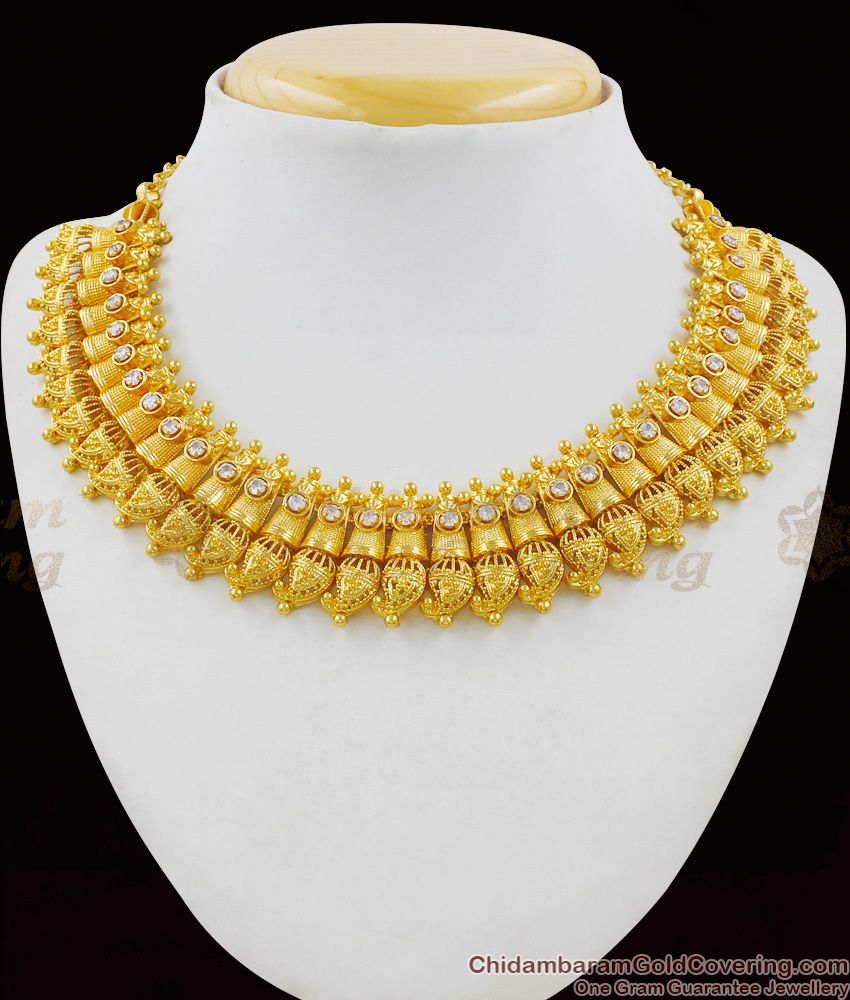 Unique Mango Leaf Close Neck Gold Choker Latest Bridal Necklace Collections NCKN1480