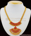 Fascinating Full Ruby AD Stone Pattern Gold Necklace Set Bridal Jewelry NCKN1483