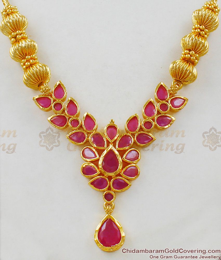 Grand Ruby Jewelry Pattern Gold Necklace Collections for Women NCKN1484 Grand Ruby Jewelry Pattern Gold Necklace Collections for Women NCKN1484