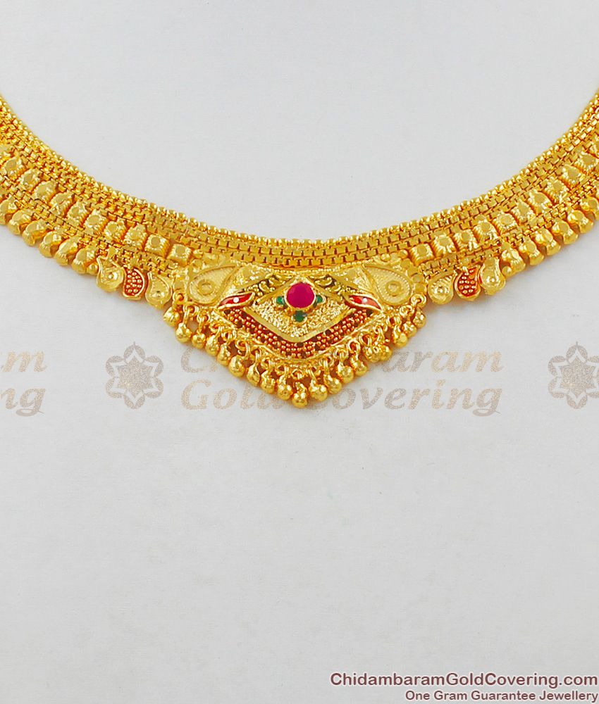 Two Gram Gold Light Weight Forming Necklace With Earrings Jewelry Combo Set NCKN1496