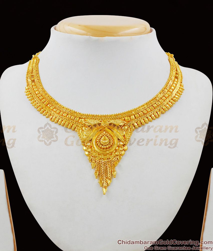 New Fashion Forming Gold Plain Necklace Bridal Set With Matching Earrings NCKN1497 New Fashion Forming Gold Plain Necklace Bridal Set With Matching Earrings NCKN1497