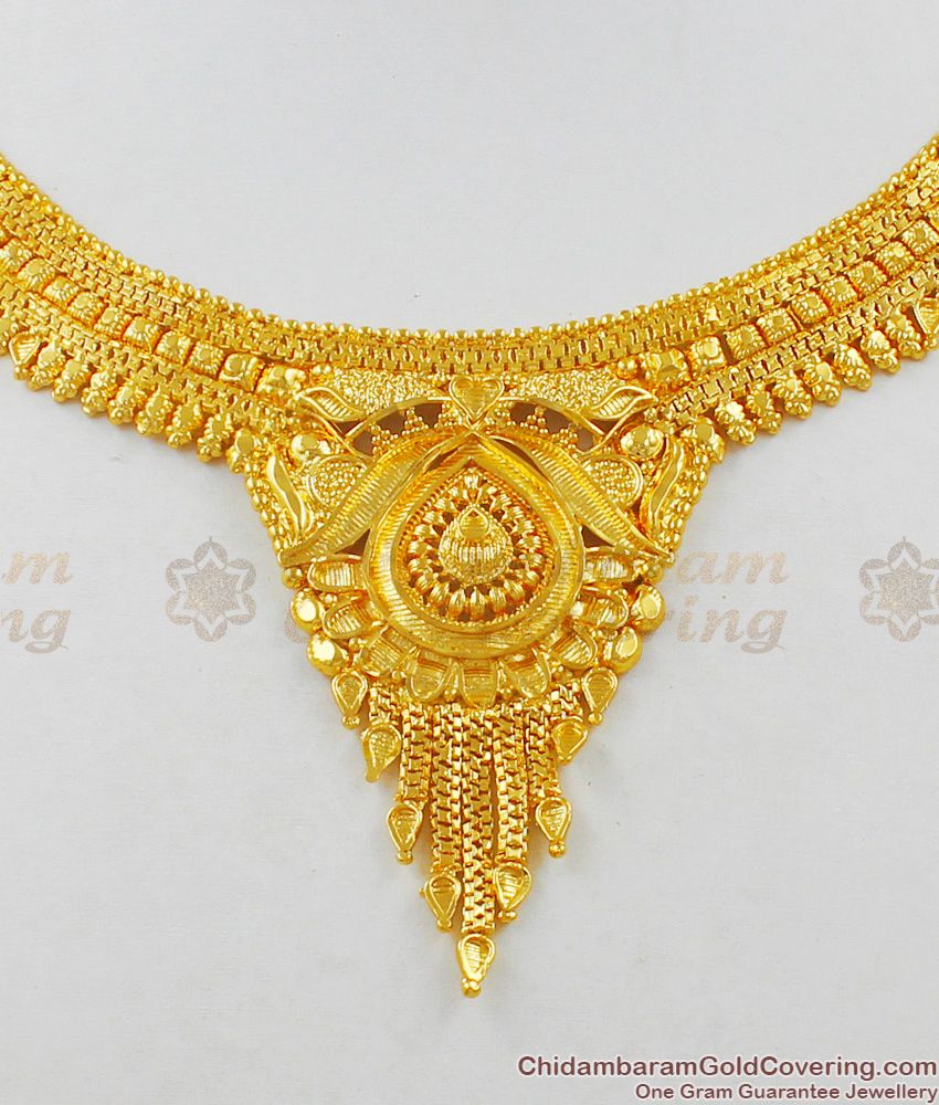 New Fashion Forming Gold Plain Necklace Bridal Set With Matching Earrings NCKN1497