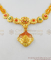 Enamel Forming Gold Flower Dollar Model Bridal Necklace With Earrings Set Jewelry NCKN1498